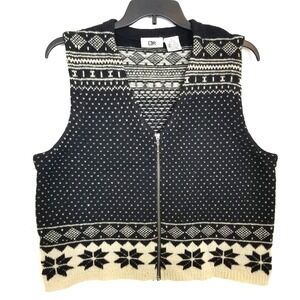 VTG BP. Women Zip Up Schetland Wool Cardigan Sweater Vest  XL  Nordic Fair Isle